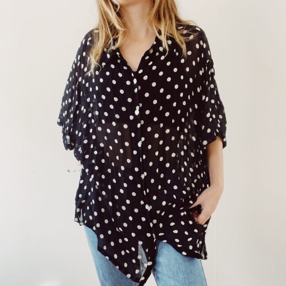 Polka Dot Black and White Women's Top
